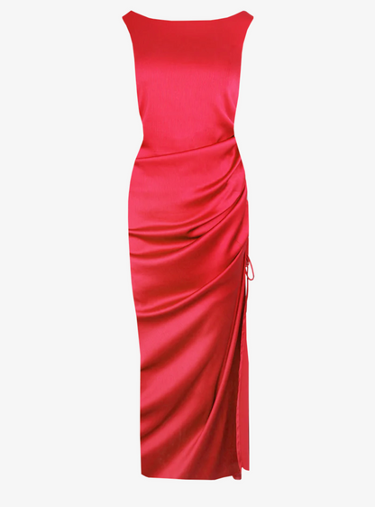 Ruby - Ecrolini Midi Dress in Lippy Red