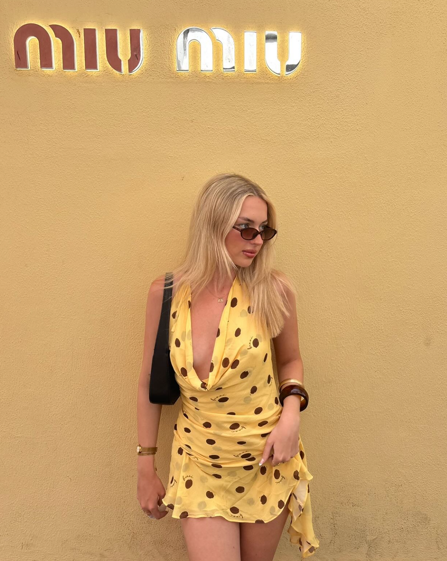 Benni - Harlow Halter Mini Dress in Butter Spot