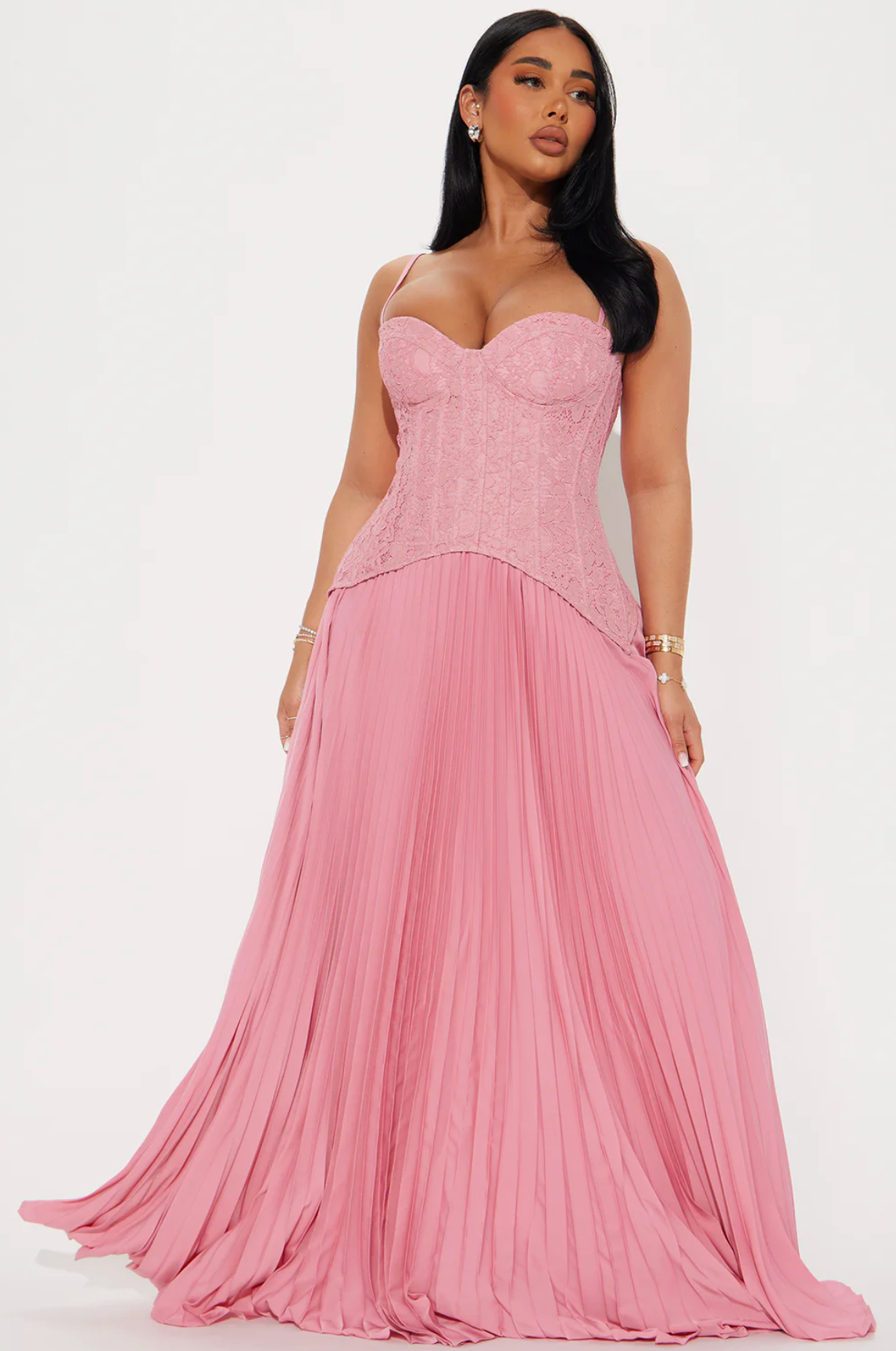 FN - Daniella Lace Corset Pleated in Pink