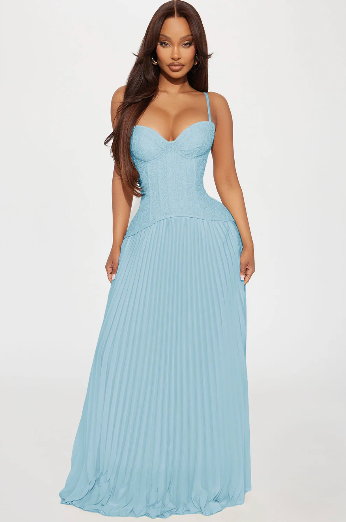 FN - Daniella Lace Corset Pleated in Light Blue