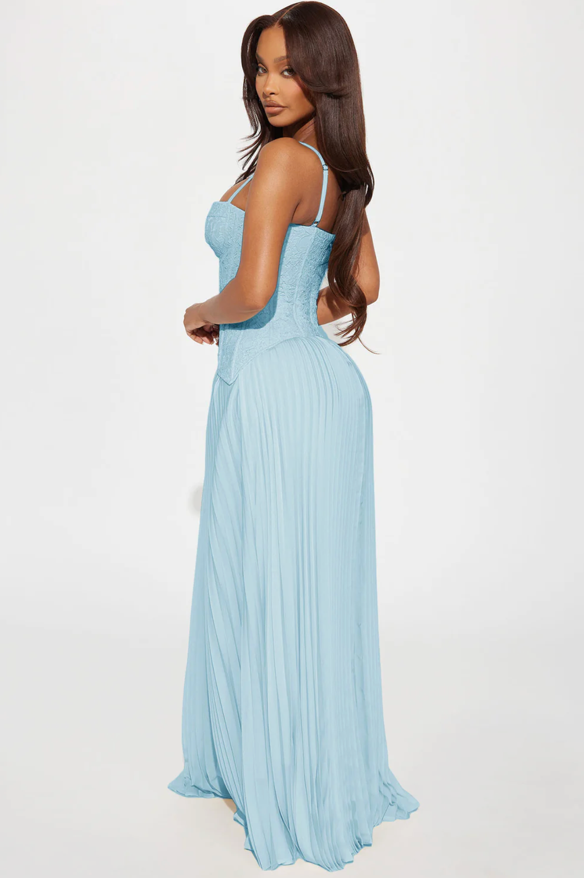 FN - Daniella Lace Corset Pleated in Light Blue