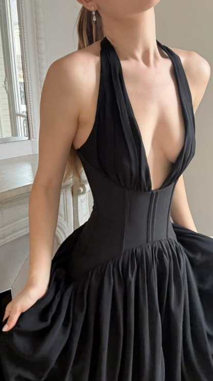Heiress - The Halter Corset Gown in Black