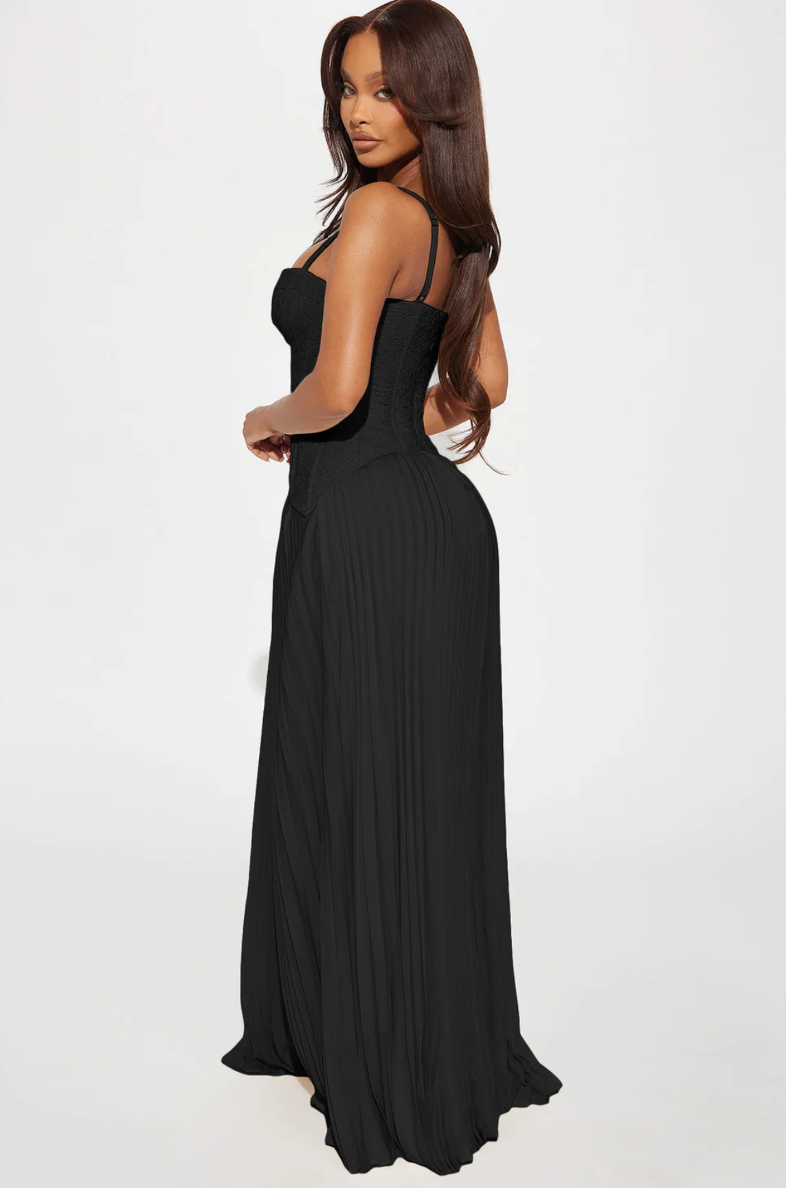 FN - Daniella Lace Corset Pleated in Black