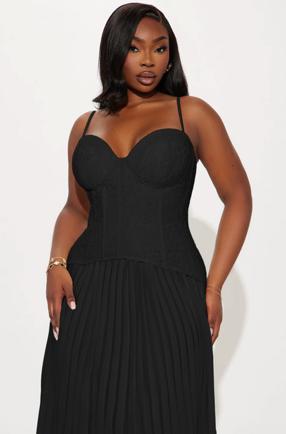 FN - Daniella Lace Corset Pleated in Black