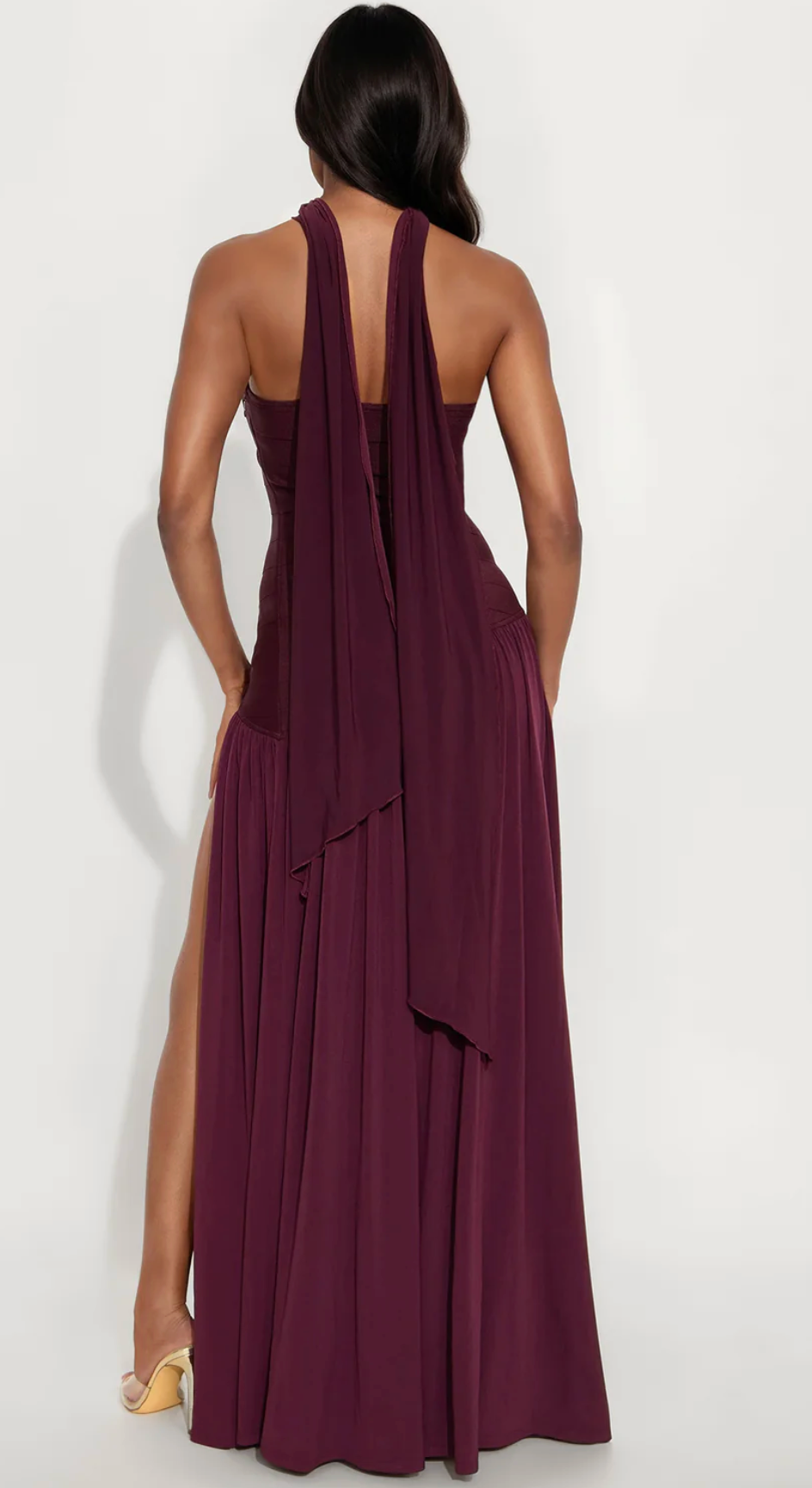 FN - Amelia Drop Waist Bandage Gown in Plum