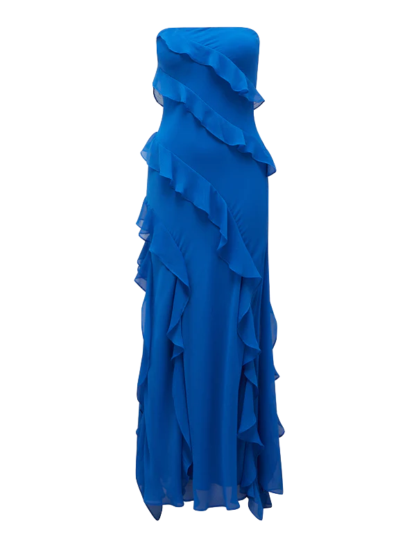 Forever New - Stella Strapless Ruffle Dress in Blue
