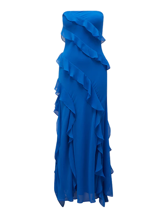 Forever New - Stella Strapless Ruffle Dress in Blue