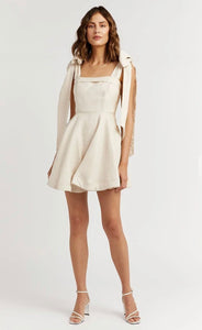 Dissh - Aisle Pearl Linen Bow Mini Dress
