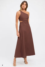 Load image into Gallery viewer, Kookai - Poplin One Shoulder Midi Dress in Chocolate
