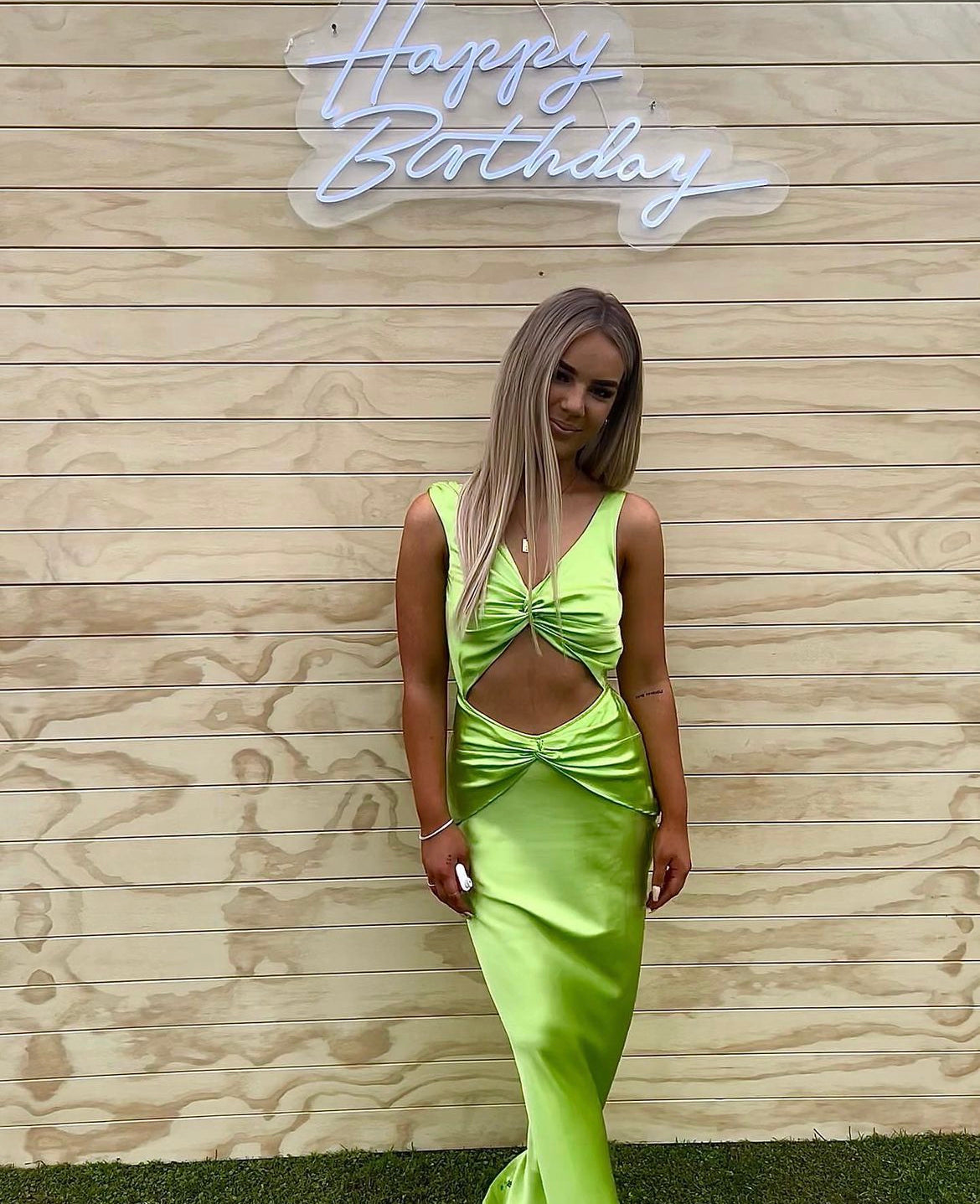 Natalie Rolt - Tamika Gown in Lime rwsb. Natalie Rolt - Tamika Gown in Lime rwsb.