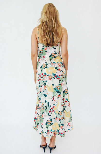 Verge Girl - Flower Market Bias Cut Out Midi Dress in Floral