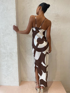 Sir The Label - Julien Asymmetric Slip in Abstract Chocolate
