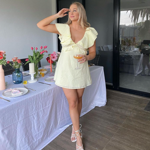 Verge Girl - Frill Mini Dress in Lemon