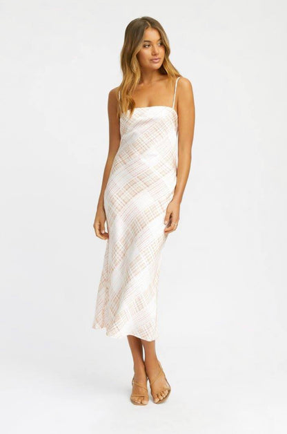 Kookai - Checkmate Slip Midi Dress rwsb. Kookai - Checkmate Slip Midi Dress rwsb.
