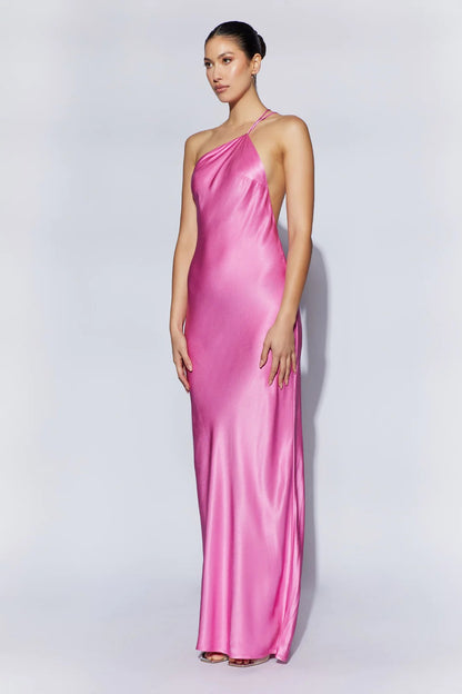 Meshki - Alena One Shoulder Maxi Dress in Pink