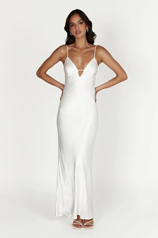 Meshki - Cora Tie Back Maxi Dress in White