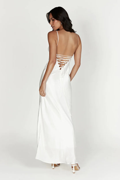 Meshki - Cora Tie Back Maxi Dress in White