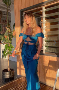 Verge Girl - Au Revoir Bias Cut Out Maxi Dress in Cobalt