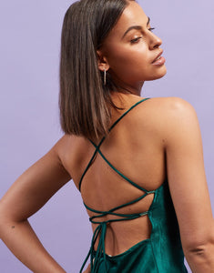 Dazie - Night In Paris Silky Slip Dress in Teal
