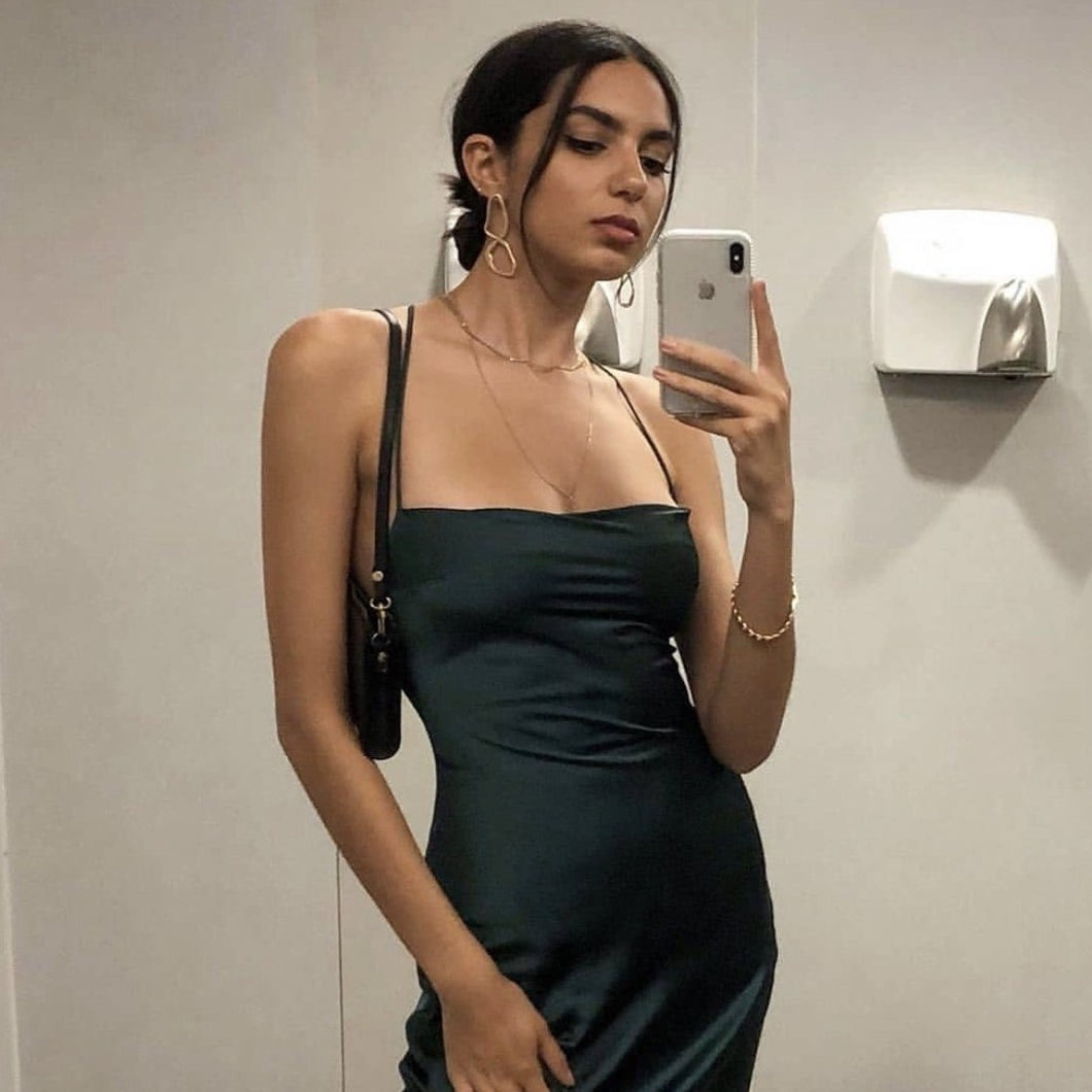 Dazie - Night In Paris Silky Slip Dress in Teal