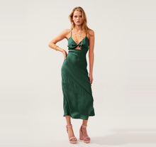 Load image into Gallery viewer, Suboo - Georgia Twist Front Slip Midi Dress Green
