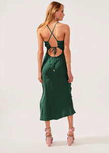 Suboo - Georgia Twist Front Slip Midi Dress Green