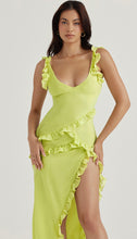 Load image into Gallery viewer, House Of CB - Pixie Lime Ruffle Maxi Dress
