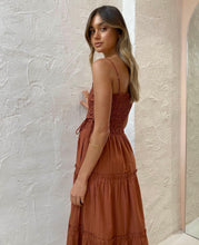 Load image into Gallery viewer, Shona Joy - Kaia Shirred Tiered Midi Dress in Paprika
