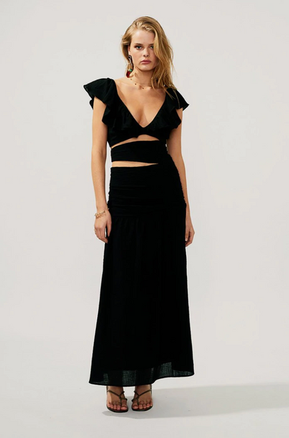 Suboo - Alva Rouched Cut Out Maxi in Black rwsb. Suboo - Alva Rouched Cut Out Maxi in Black rwsb.