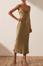 Load image into Gallery viewer, Shona Joy - Alma Lace Up Midi Dress in Cumin

