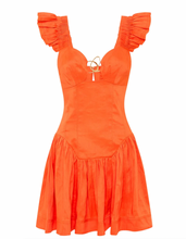 Load image into Gallery viewer, Aje - Simone Frill Sleeve Mini Dress Orange
