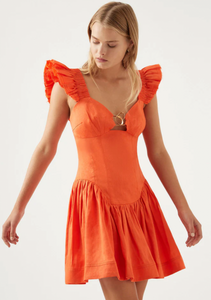 Aje - Simone Frill Sleeve Mini Dress Orange