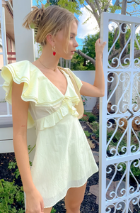Verge Girl - Frill Mini Dress in Lemon