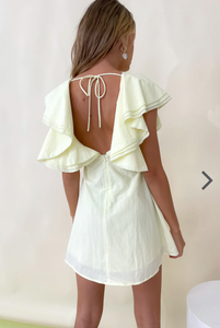 Verge Girl - Frill Mini Dress in Lemon